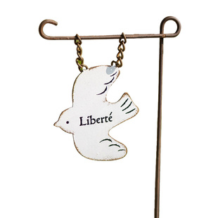 创意铁皮挂牌插件铁艺花园装饰小摆件花盆阳台鸽子飞鸟旗帜花插