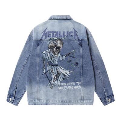 METALLICA摇滚乐队牛仔夹克外套