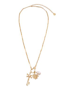 莓拉「逐光密钥」四爷草珍珠吊坠长款毛衣链DIY项链