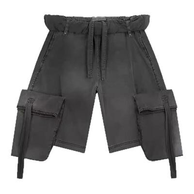 IAMUBABA OPEN YY24春夏新品水洗做旧翻腰边短裤工装五分裤openyy