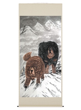 藏獒图雪域雄风宠物犬十二生肖竖幅霸气藏獒画书房客厅装饰画定制