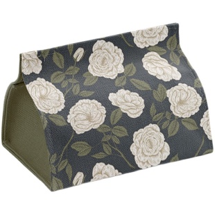 美式手绘花鸟碎花纸巾盒棉麻客厅家用车用 餐巾纸盒抽纸盒抽纸套