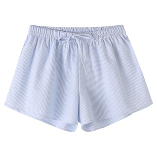 bm风运动短裤女夏季美式纯欲蓝白条纹系带休闲短裤显瘦居家裤子女