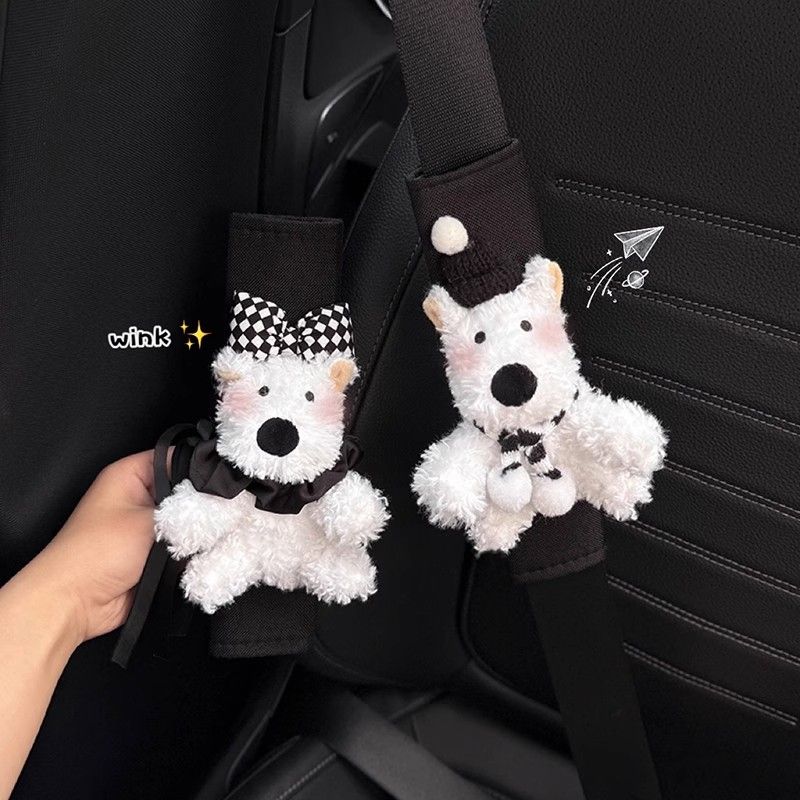 创意西高地汽车车内安全带护肩套高级感可爱装饰四季通用一对情侣