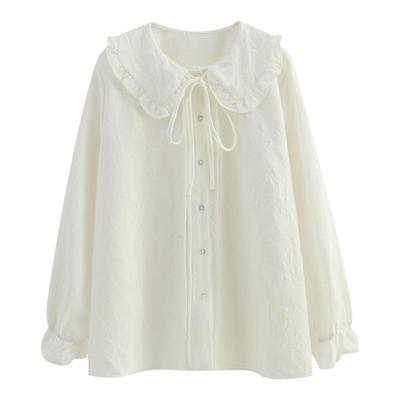 娃娃领暗纹肌理感衬衫