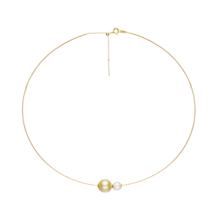 海水金珠akoya 双珠路路通撞色项圈