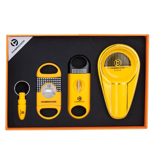 汉尼库克雪茄剪专用烟灰缸四件套雪茄剪钳V口便携式雪茄工具套装