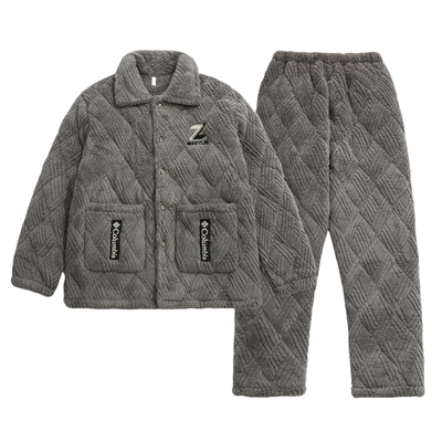 冬季珊瑚绒三层家居服套装加厚