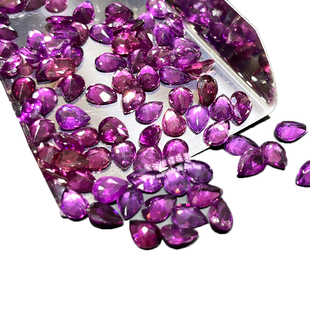 天然石榴石裸石戒面 水滴形5*7MM 紫牙乌石榴石原石配石