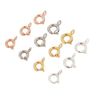 保色银18K包金弹簧扣镀真金白金色玫瑰金收尾扣连接扣手工DIY扣头