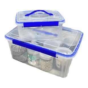 长方形厨房食品级手提保鲜盒密封盒长方形大容量透明摆摊食物陈列