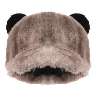 貂皮帽子女冬季真皮貂绒猫耳帽皮草保暖加厚鸭舌帽韩版休闲百搭潮