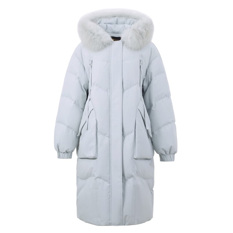 女士长款羽绒服雪中飞狐狸毛领