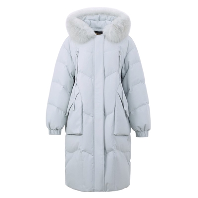 女士长款羽绒服雪中飞狐狸毛领
