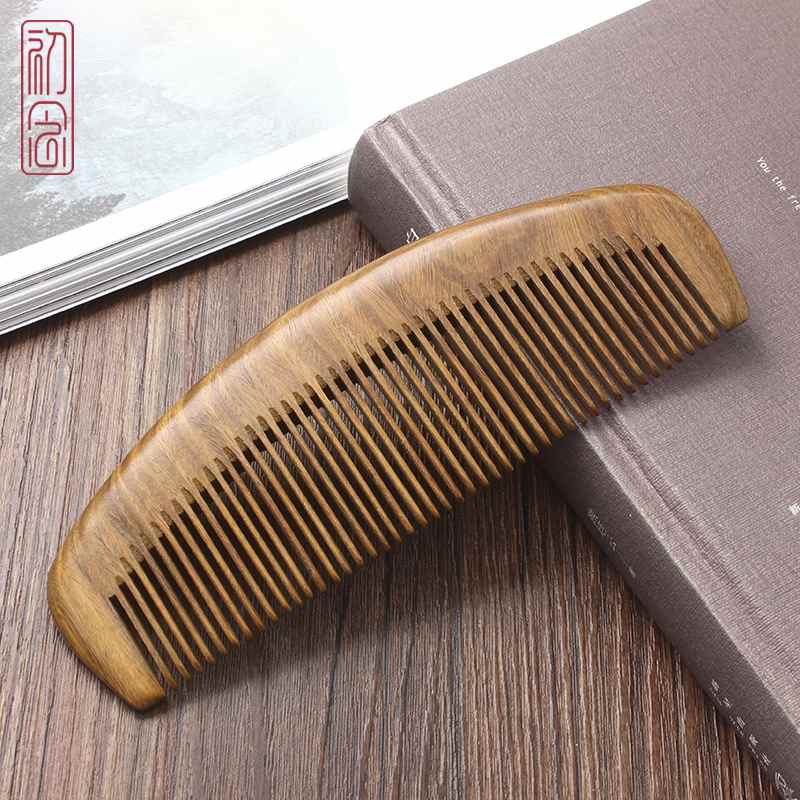 大号绿檀月梳精品不发顺梳子木按摩梳梳厂家发发美发发直批发顺卡