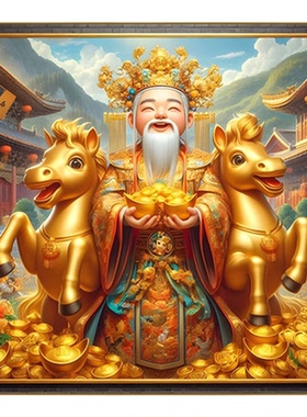 财神马牛鸡猪狗虎生肖招财墙贴画