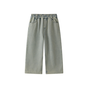 虾酱麻麻男童加绒牛仔裤冬季2026新款男孩长裤直筒宽松儿童休闲裤