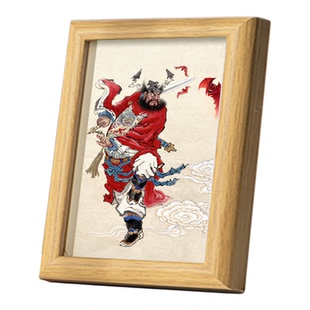 钟馗护子图画像挂画招财镇宅平安招福门神摆件天师伏魔图相框摆台