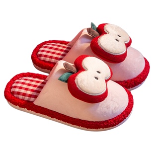 苹果儿童棉拖鞋女童秋冬季2025新款室内家居保暖卡通毛毛拖鞋男童