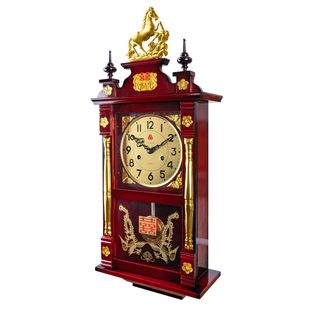 老式机械挂钟上弦发条实木家用钟表客厅中式复古敲钟报时机械钟表