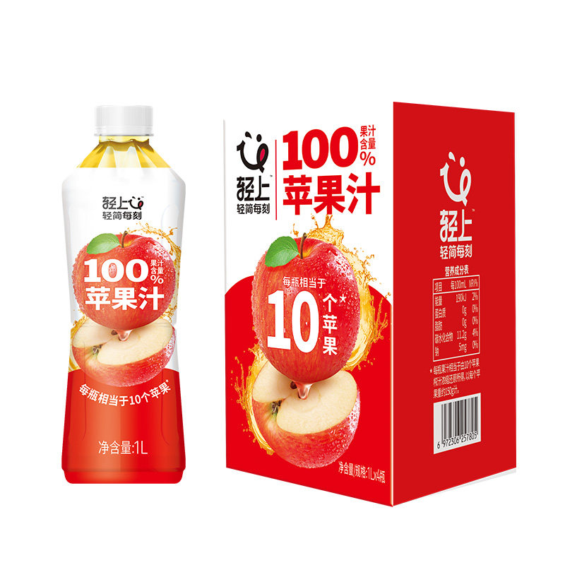 【大瓶】轻上苹果汁100%果汁含量