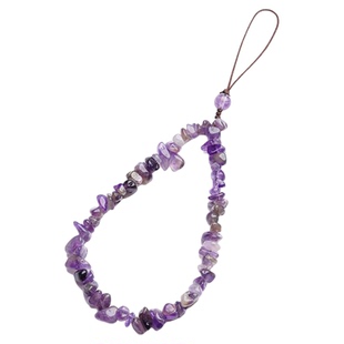 乌拉圭紫水晶碎石手机链原石碎石手腕款防丢手机挂绳小众挂饰新款