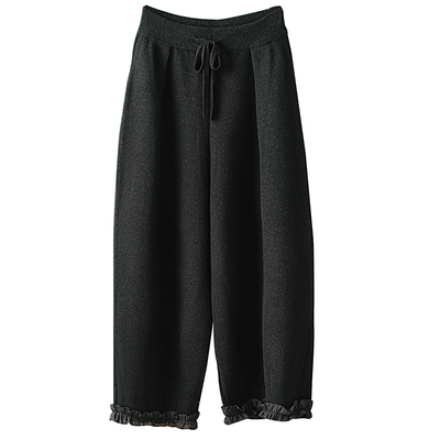 高端双面绒香蕉阔腿裤女秋冬休闲