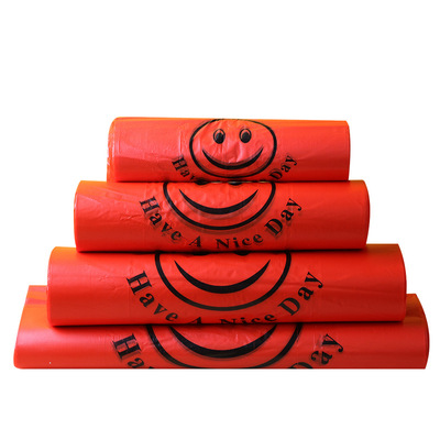 加厚笑脸塑料袋透明食品外卖打包袋水果手提超市购物大号手拎袋子