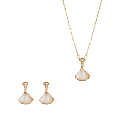 法式复古高级感小扇子耳环项链