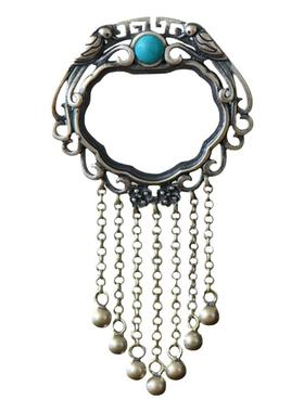 女款S925纯银DIY镶嵌锁吊坠空托