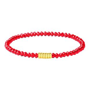 奥地利施家水晶手串女999碎金子转运珠红绳手链九运腾飞串珠饰品