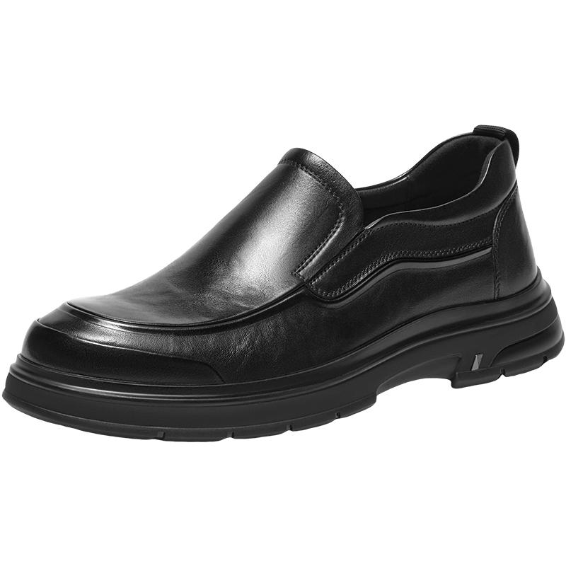 Bata乐福鞋男2025冬商场新款英伦牛皮厚底商务通勤一脚蹬51572DM5