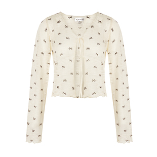 Kroche bowknot 系带设计 满印防晒针织开衫