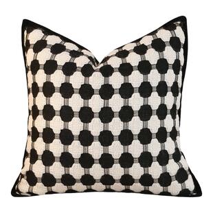 侘寂风黑白灰格子抱枕轻奢高档沙发客厅靠枕天鹅绒靠垫套不含芯