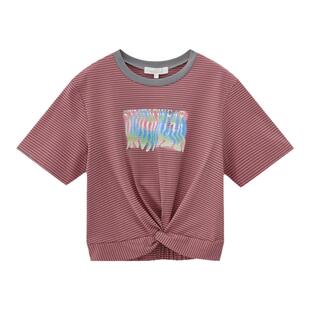 MOUSSY x STUDIOWEAR 夏季新品褶皱条纹短袖T恤028HS490-1211