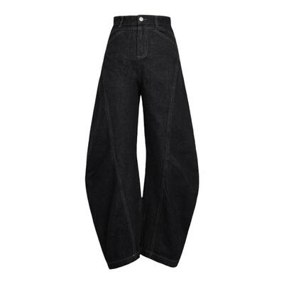 拉链长裤解构裁剪秋冬打褶牛仔裤