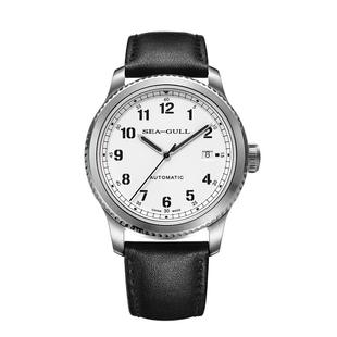 海鸥手表男士商务大三针单历皮带自动机械表6081指挥官