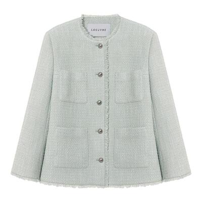 loeuvre宽松粗花呢夹克女小香风