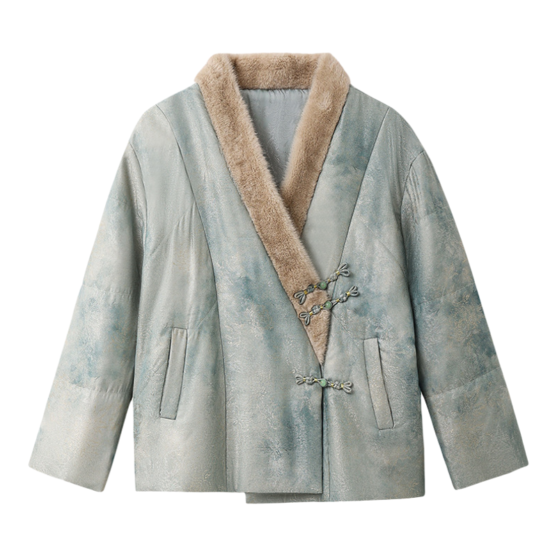 新中式盘扣斜襟加厚棉服外套