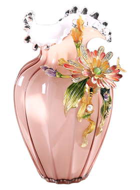 轻奢玻璃珐琅彩花瓶装饰品摆件