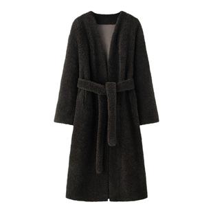 董洁同款 A Memory Inside100羊毛浴袍大衣外套女中长款毛呢外套