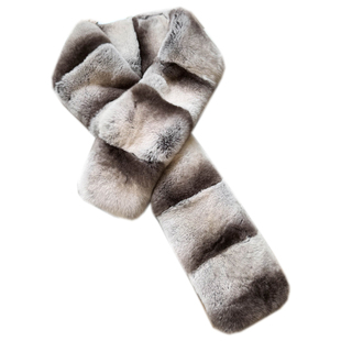 獭兔毛仿龙猫色中长款双面真毛气质皮草围巾青紫蓝色冬季毛领女