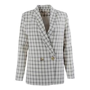JESSICA双排扣小格子长袖休闲通勤利落西装外套女