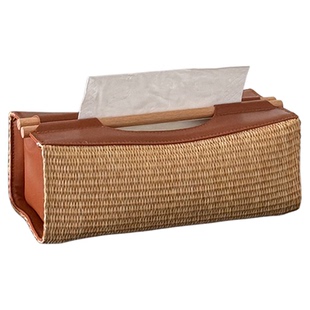 SilentWind中古编织皮革纸巾盒家用客厅玄关餐巾收纳盒桌面抽纸盒