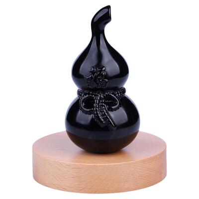 天然黑曜石小葫芦摆件手把件把玩