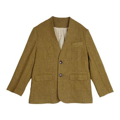 杨二大梦姜黄色西装毛呢外套