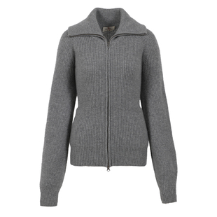 东黎山羊绒 你本珍贵-瑕珠 女士强缩绒翻领拉链针织开衫毛衣5438