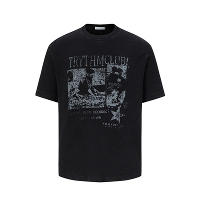 纯棉华夫格复古做旧短袖T恤