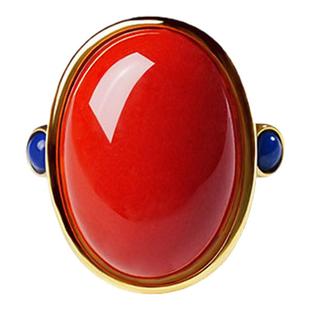 宫里上新朱砂戒指女士天然红色指环食指新中式生日新年本命年礼物