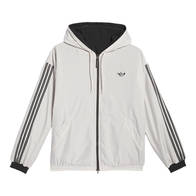 Adidas/阿迪达斯正品三叶草男女连帽休闲条纹双面穿外套JX5440